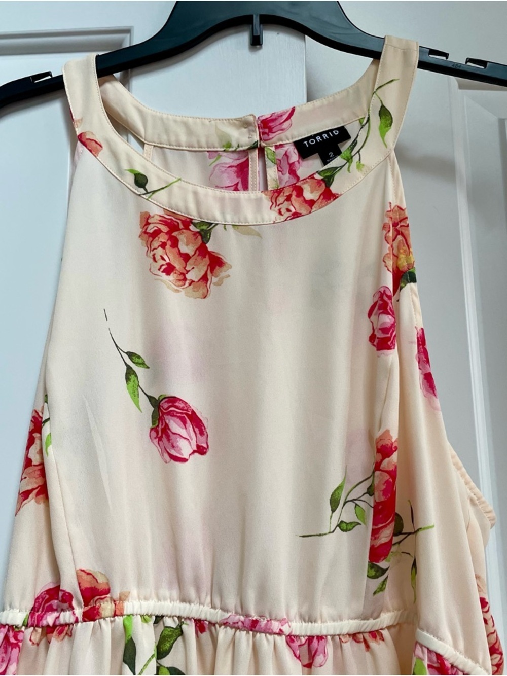 Torrid Ivory Floral Georgette High Low Tank Top Feminine Flowy Festival Pretty - Picture 4 of 15